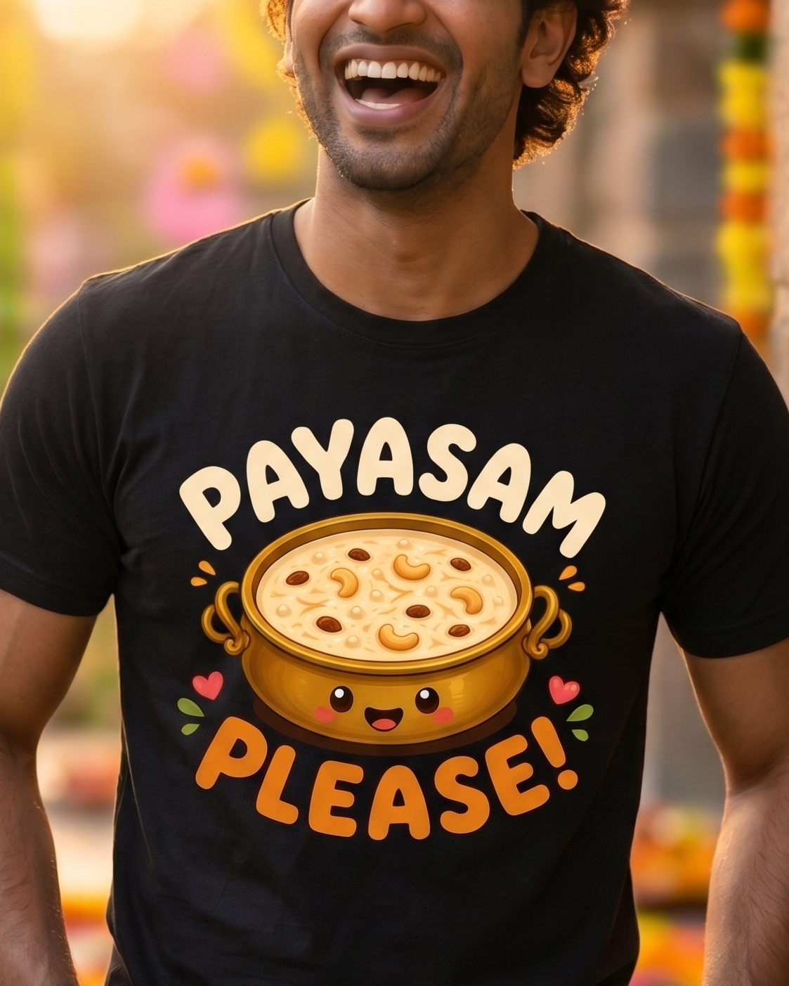 Payasam Please Black regular fit Unisex Tshirt