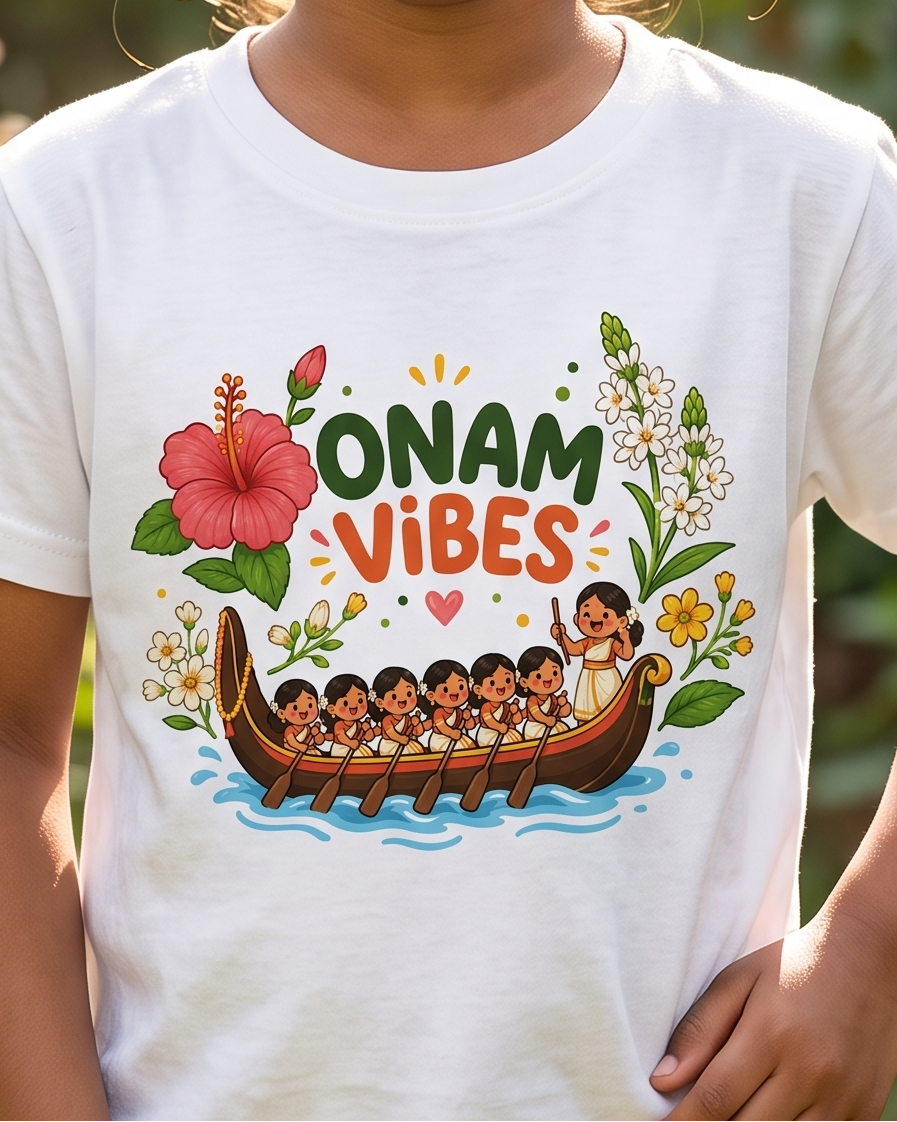 Onam Vibes White Kids T-Shirt