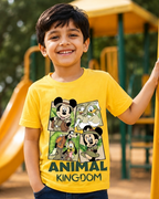 Boy wearing a Animal Kingdom Yellow Kids T-shirt with Half sleeve and Round Neck 