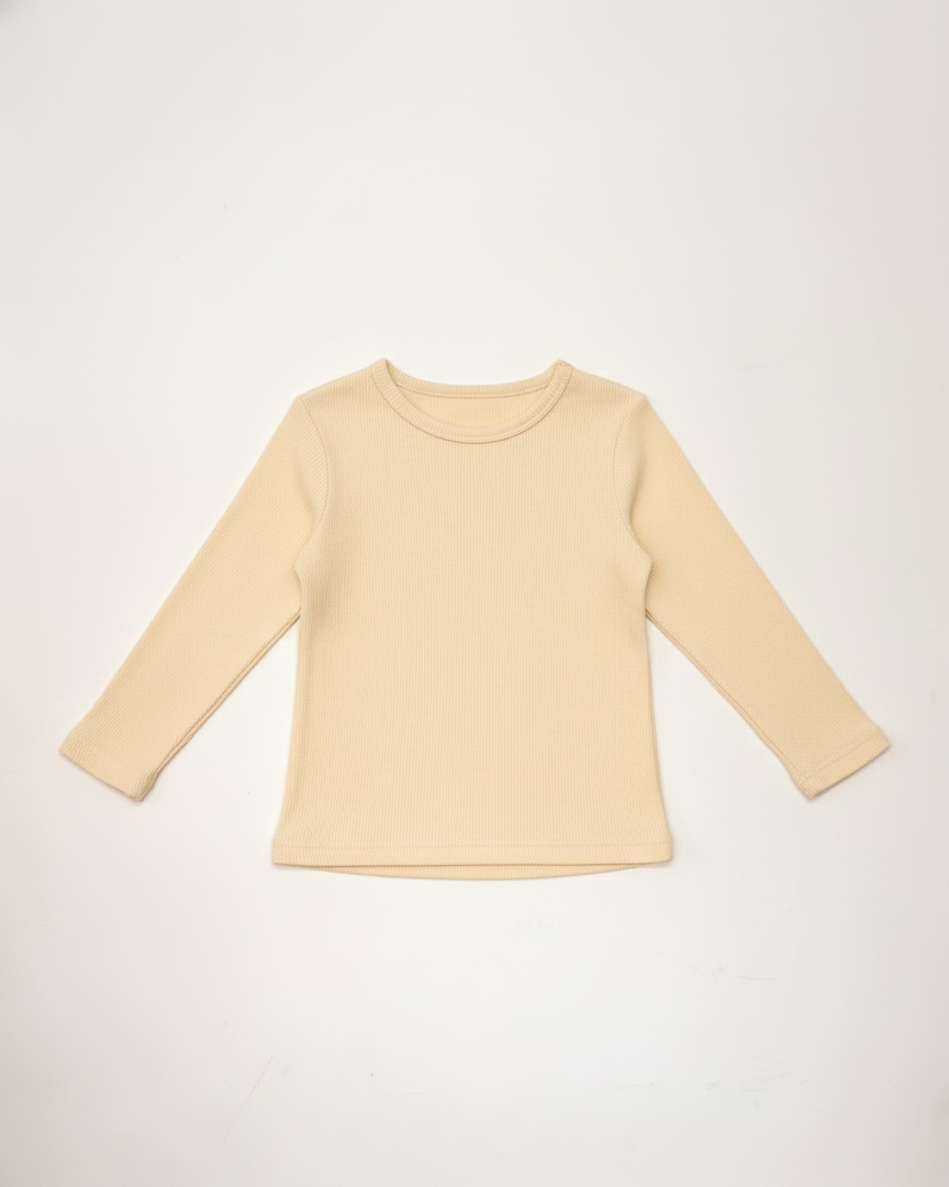 Beige long-sleeve shirt on a white background