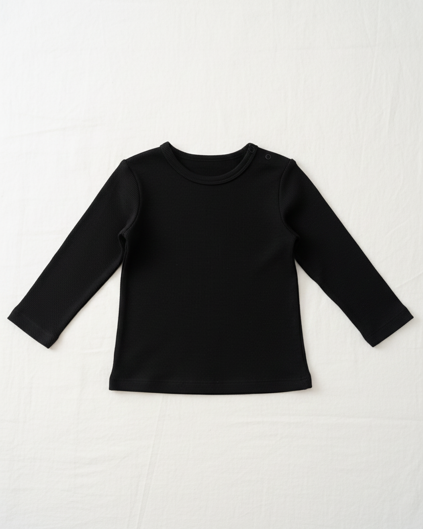 Black long-sleeve shirt on a white background
