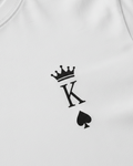 Black spade suit king logo on a white background