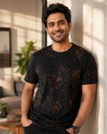Man wearing a Bleach Splatter Brush Effect Black Regular fit T-shirt