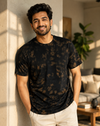  Men wearing a Bleached  Black Tie Dye Cotton T-Shirts 