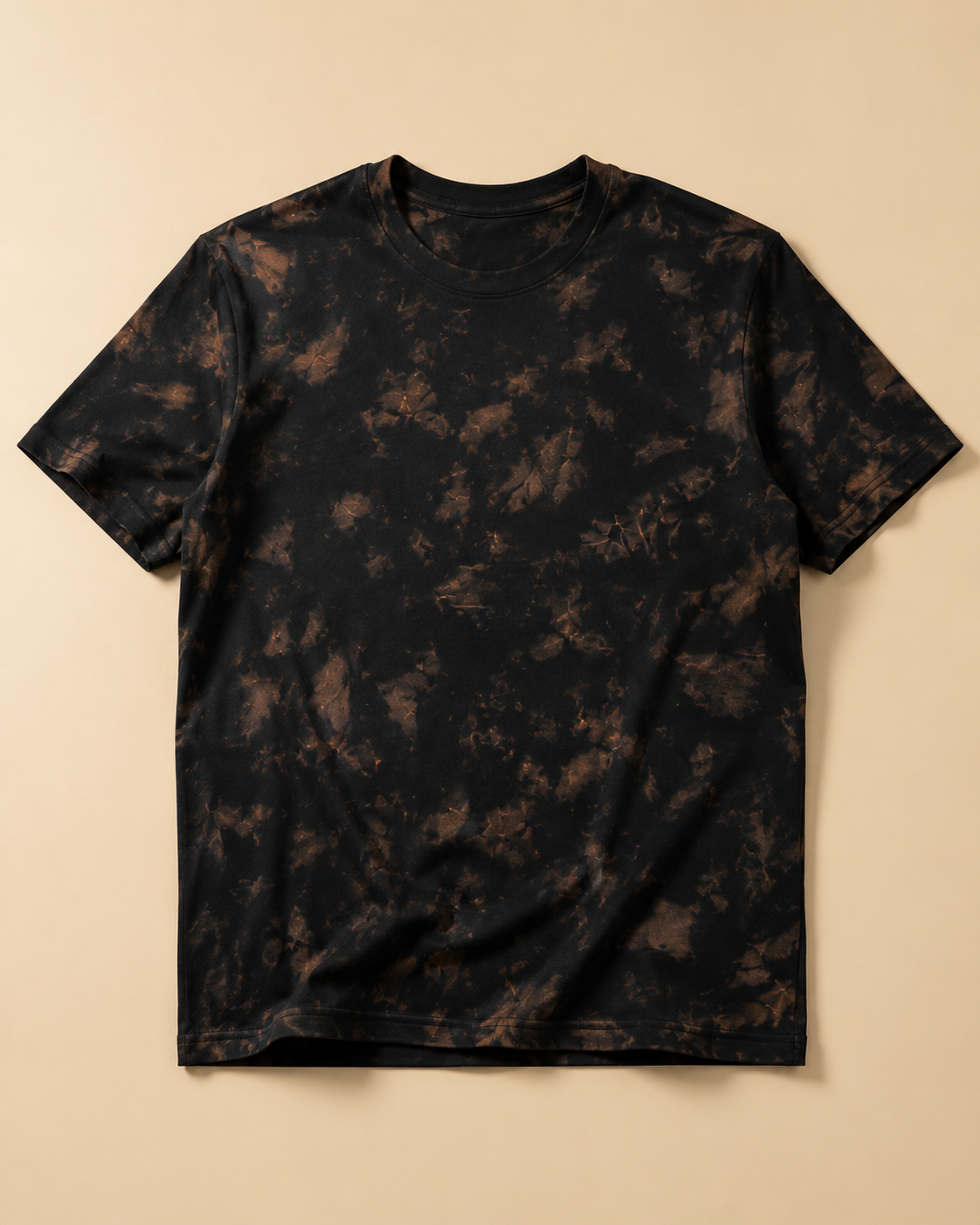Bleached Casual Wear Black Tie Dye Cotton T-Shirts