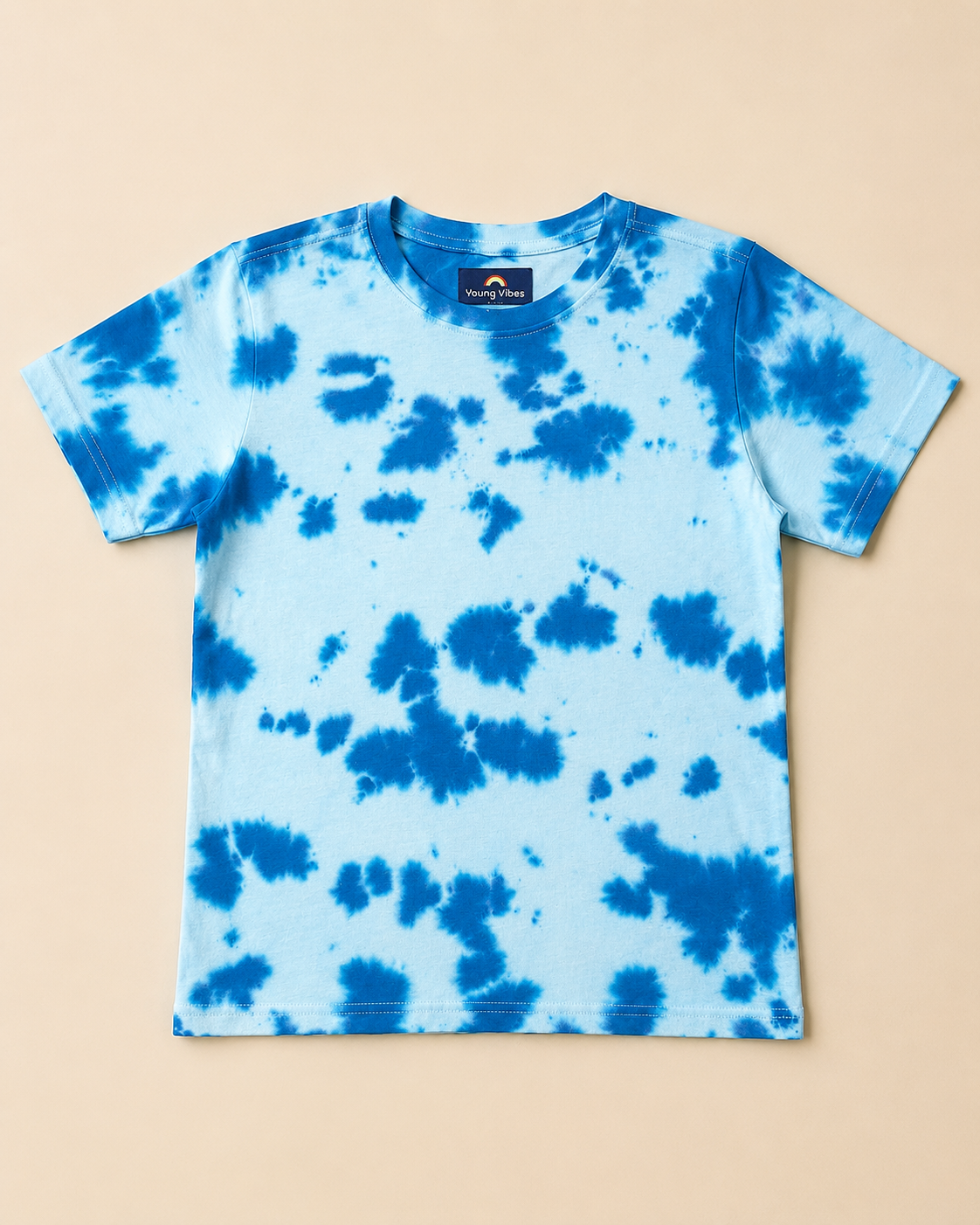 Blue Tie & Dye T- shirt with round neck and half sleeve