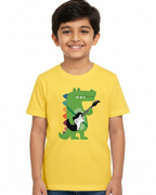 Boy wearing Yellow Rockstar cotton T-shirt