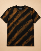 Brushed Diagonal Stripes Bleached T -shirt placed in Beige colour background