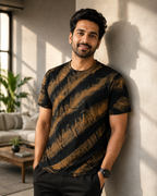Men wearing Brushed Diagonal Stripes Bleached T -shirt