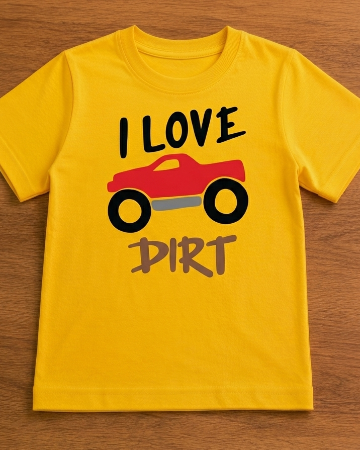Car print on yellow half sleeve t shirt