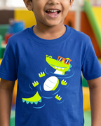 Chilling Crocs Royal Blue Kid's Half Sleeve T-Shirt