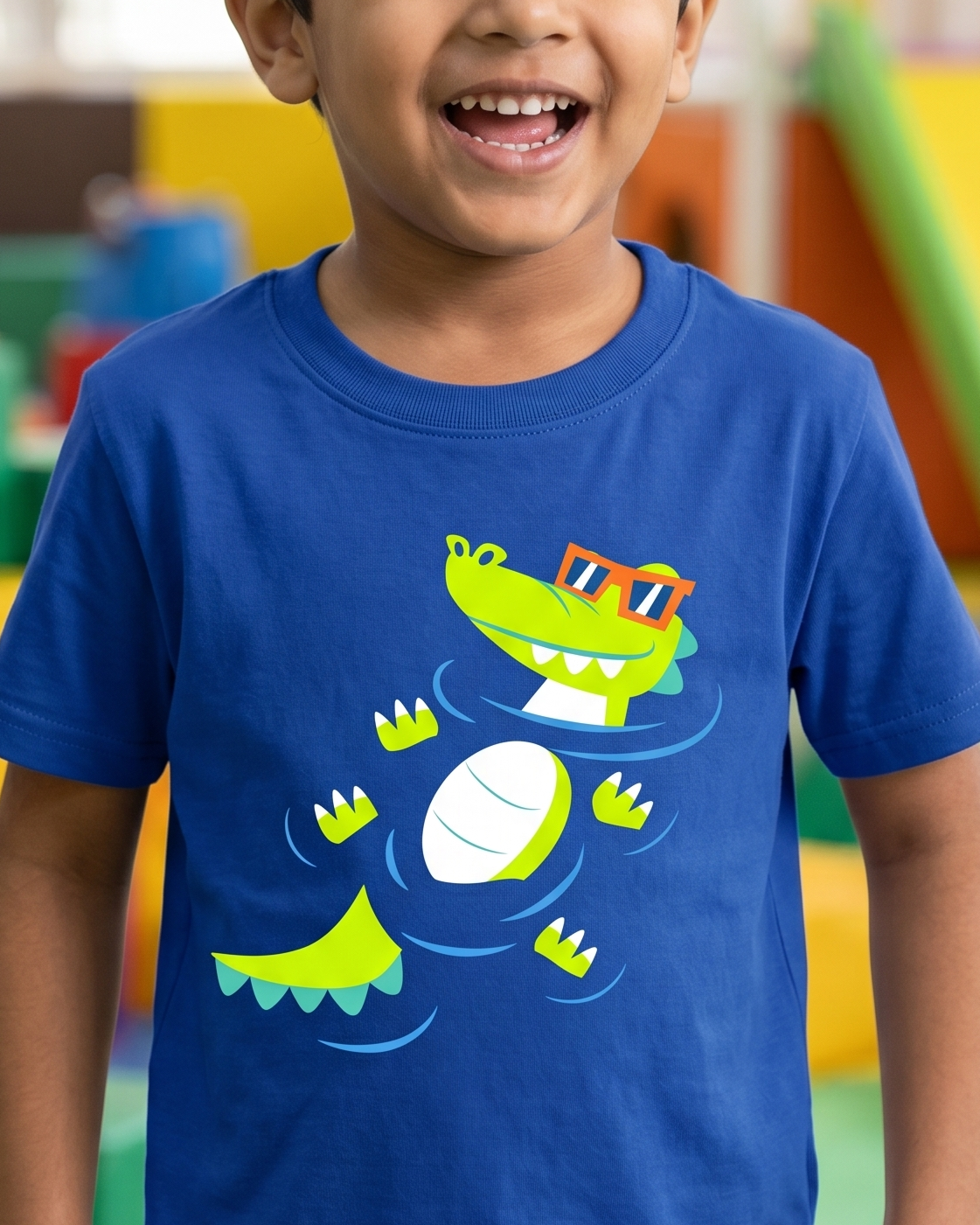 Chilling Crocs Royal Blue Kid's Half Sleeve T-Shirt