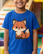 Cute Fox Royal Blue Kid's Half Sleeve T-Shirt