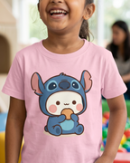 Cute Snitch bunny Pink Kid's Half Sleeve T-Shirt