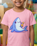 Chilling Shark Pink Kid's Half Sleeve T-Shirt