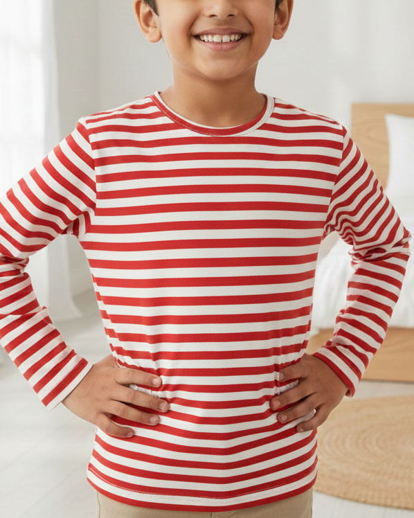 Red Striped Full Sleeve T-shirt