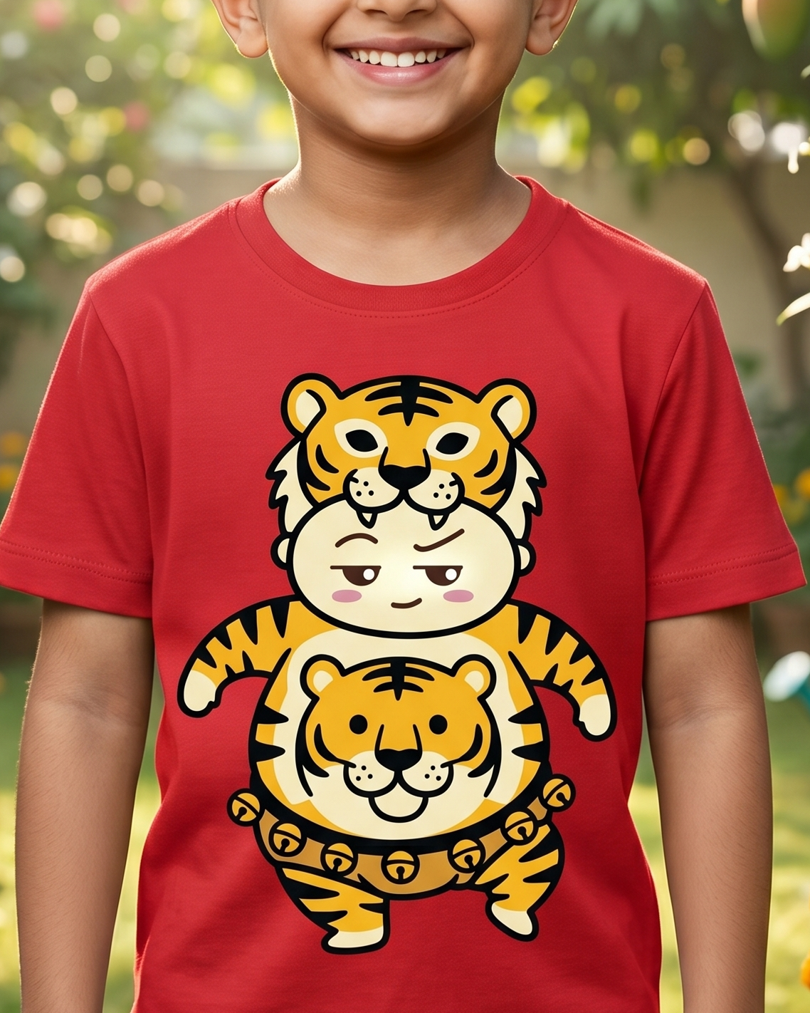 Cute Pulikali Red Kids T-Shirt