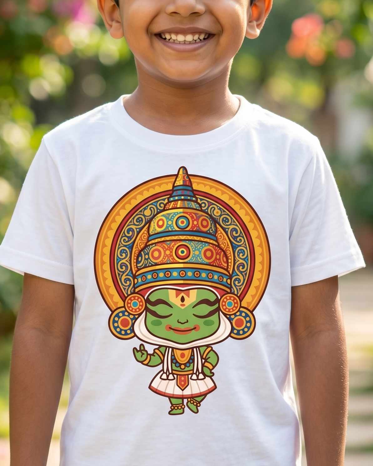 Cute Kathakali white Kid's Half Sleeve T-Shirt