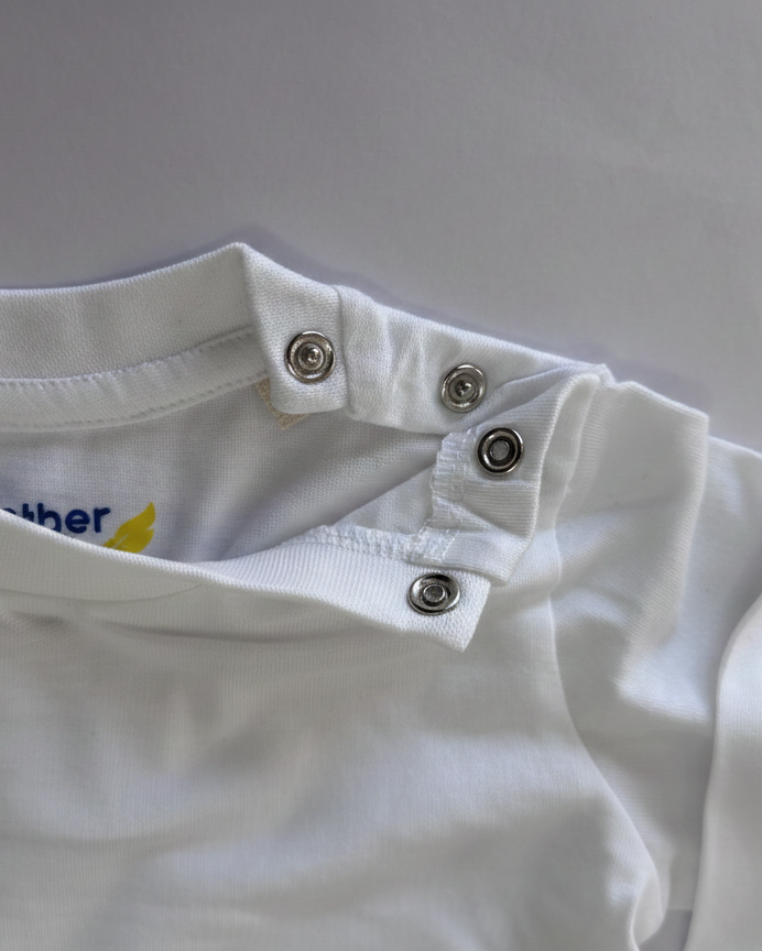 Close-up of a white shirt with buttons on a light gray background