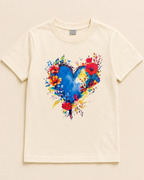 Colourful heart Sandal Kid's T-shirt  placed on the Light beige Background