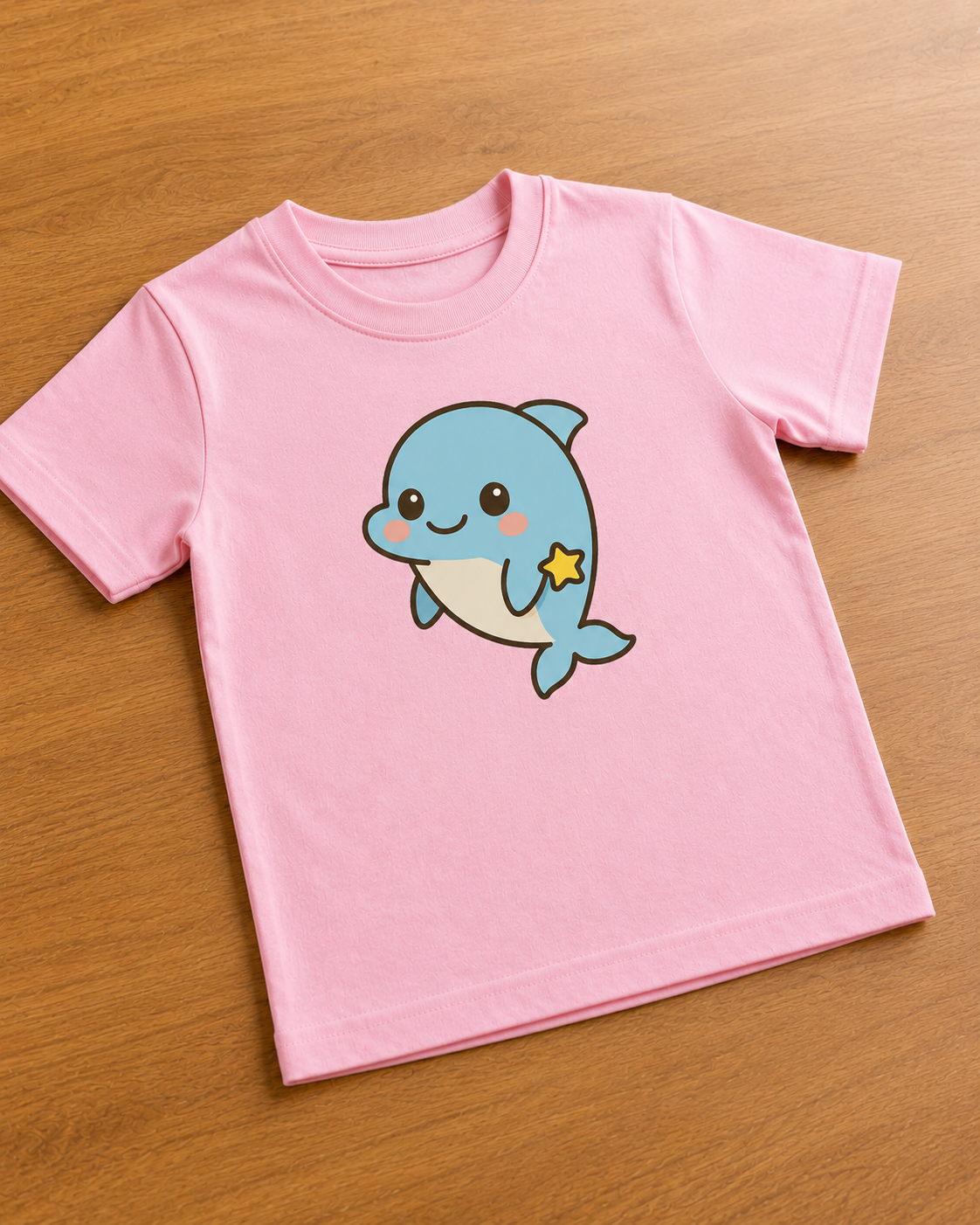 Cute Dolphin Pink Kid's Half Sleeve T-Shirt