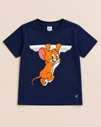 Cute Jerry Navy Half sleeve T-shirt placed on the light beige background