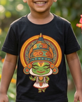 Little Kathakali print Black Kid's T-Shirt closeup view