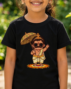 Cute Maveli BLACK Kid's Half Sleeve T-Shirt closeup view