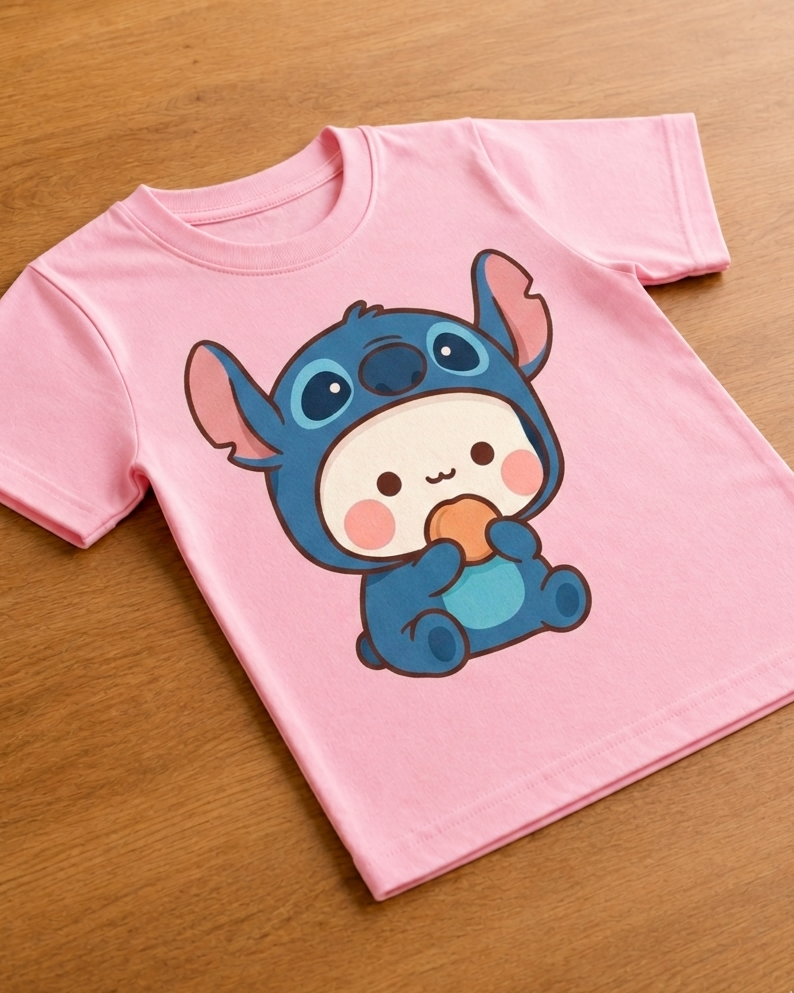 Cute bunny print on pink t shirt