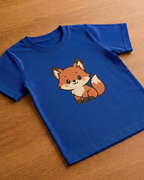 Cute fox print design in blue t shirt