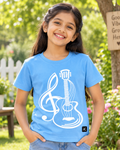 Cute girl wearing a Guitar Blue Half sleeve T-shirt