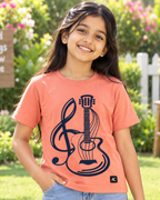 Cute girl wearing a Guitar Peach Half sleeve T-shirt