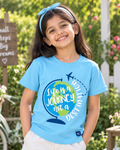 Cute girl wearing a Life is a Journey Blue Half sleeve T-shirt
