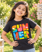 Cute girl wearing a Summer Grey Half sleeve T-shirt 