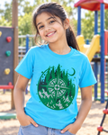Cute girl wearing an Adventure Compass Sky Blue Half sleeve T-shirt