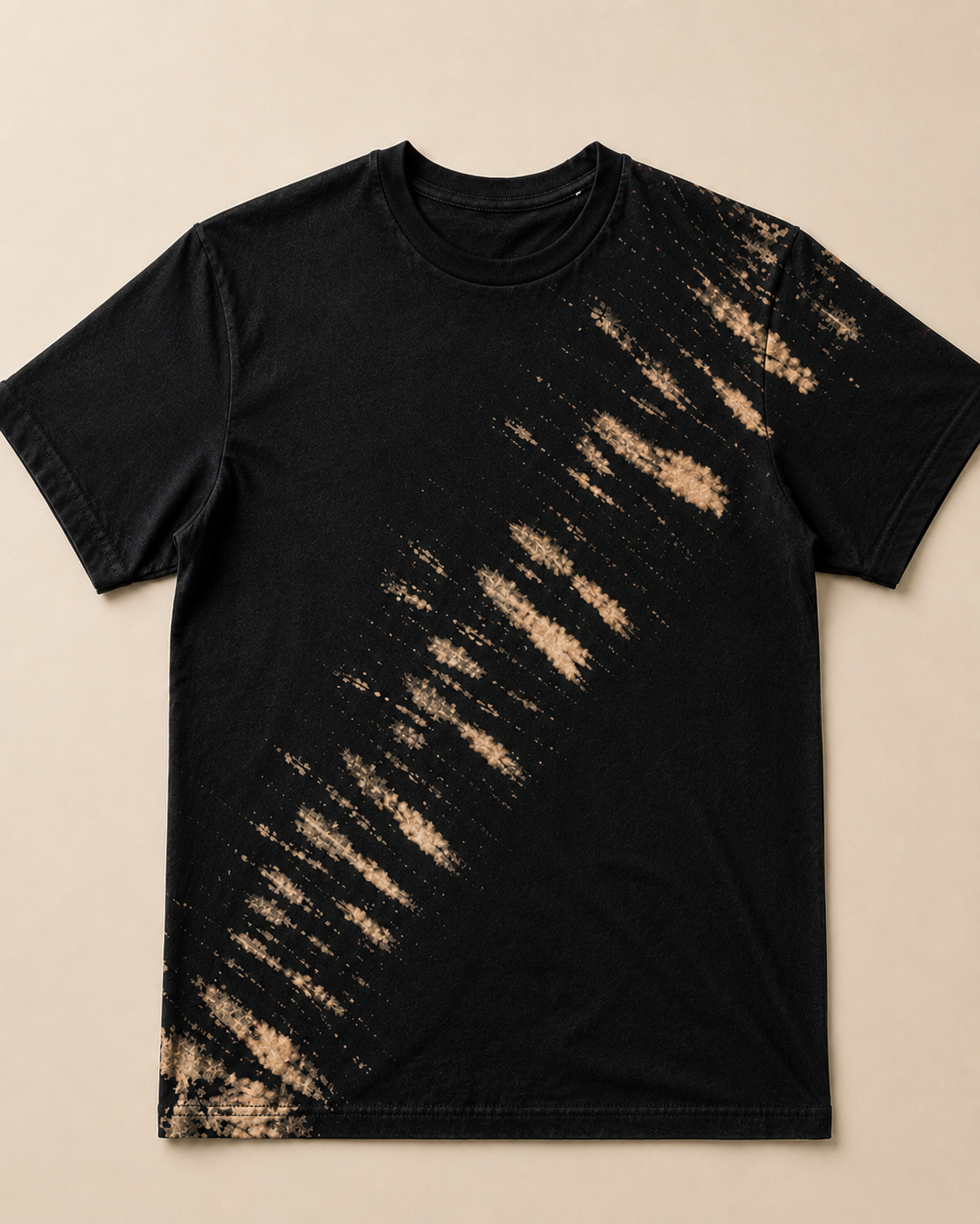 Diagonal Line Acid wash T shirt placed on the beige background