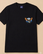 Eagle embroidered Black Regular Fit T-shirt placed on the Light Beige Background