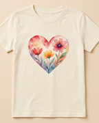 Floral Watercolour effect print in light beige T-shirt 