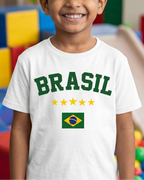 White Kid's Half Sleeve T-Shirt | Brasil