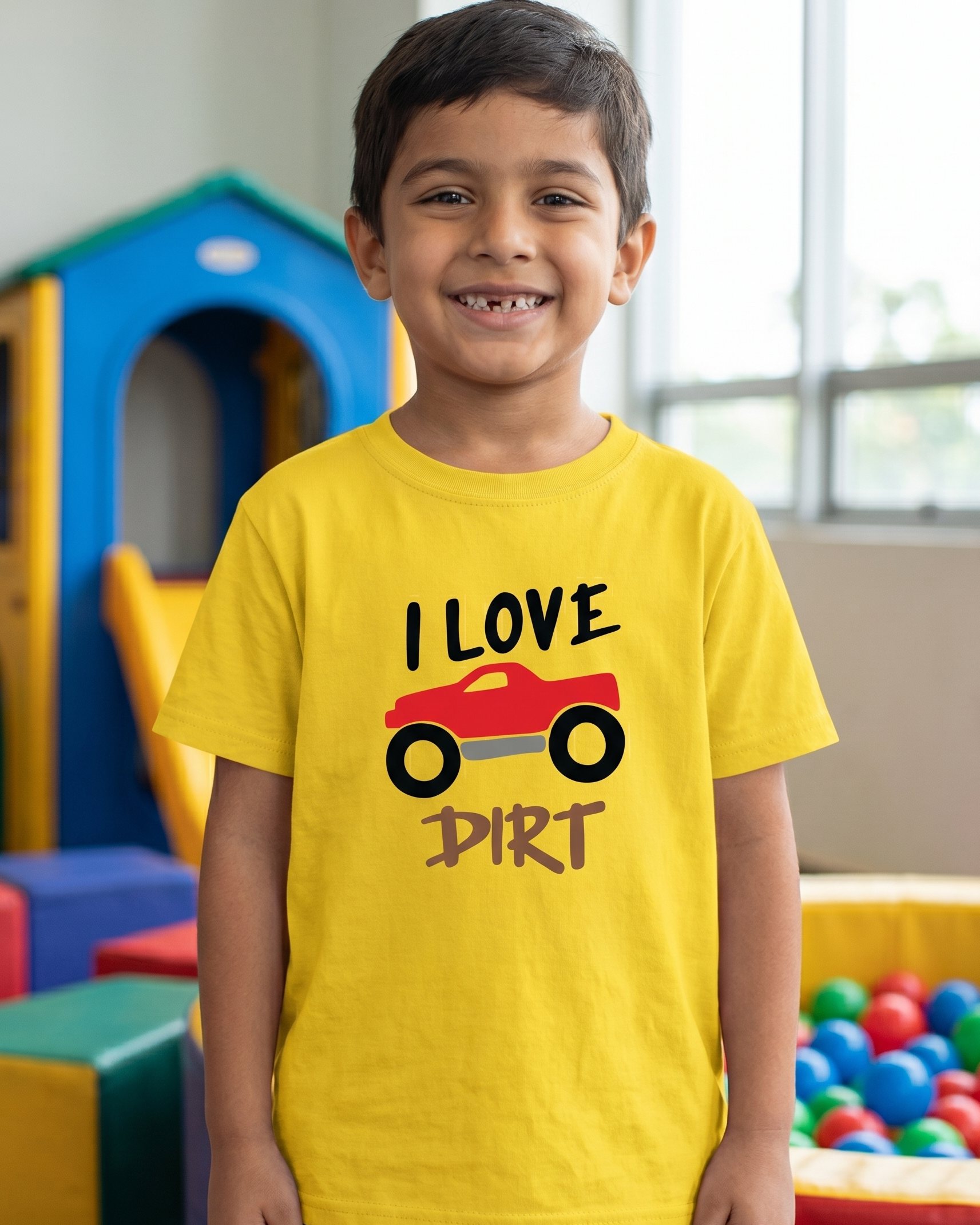 I love dirt Mustard Yellow Kid's Half Sleeve T-Shirt