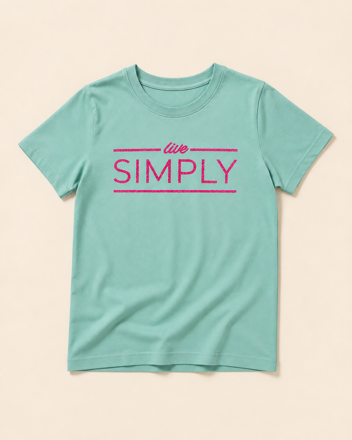 Green T-shirt with Live Simply print mockup