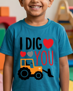 I dig you Teal Blue Kid's Half Sleeve T-Shirt