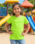 Girl wearing a Light Lime Green T shirt Half sleeve in the Park