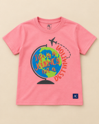 Life is a Journey Peach Half sleeve T-shirt placed on the light beige background