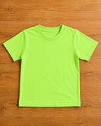 Light Lime Green T shirt  placed on the wooden background
