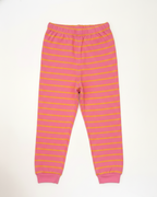 Pink and orange striped pants on a white background