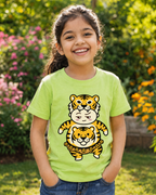 Girl wearing a Pulikali Light Green Kid's Half Sleeve T-Shirt