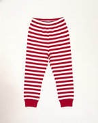 Red and white striped pants on a white background