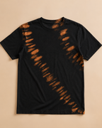 Ribbed Ridge Black Cotton T-shirt  placed on the beige background