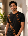 Man wearing a Ribbed Ridge Black T-shirt